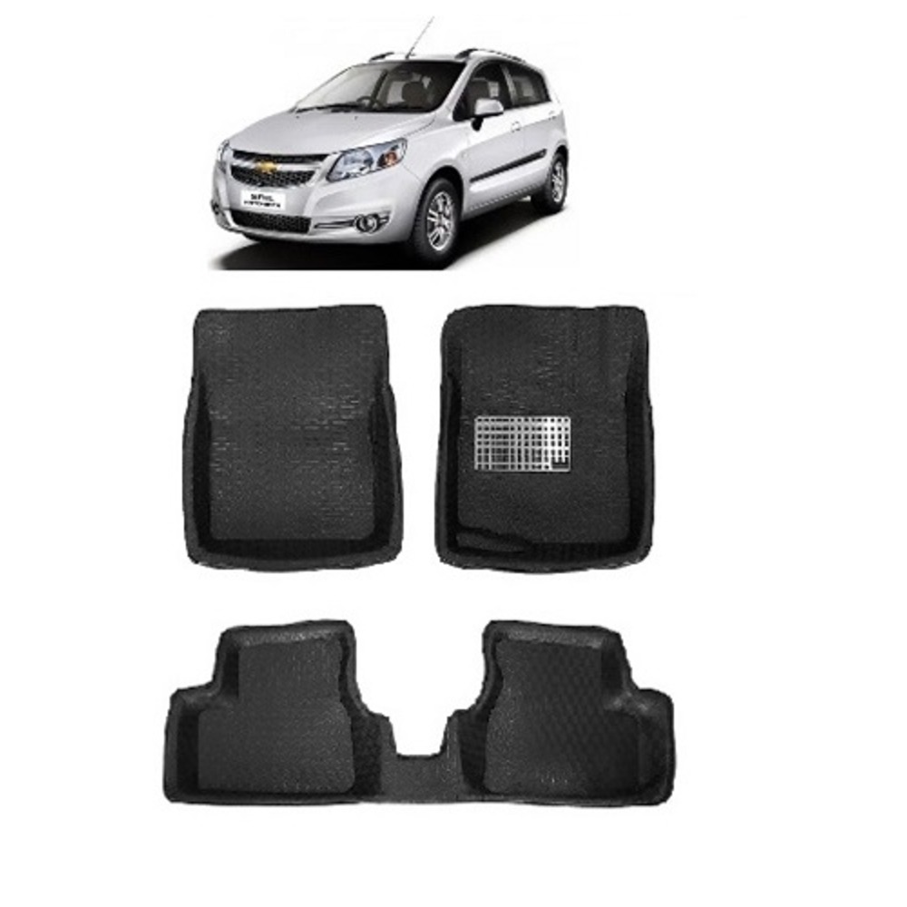 4.5D Car Floor Foot Tray Mats for Sail Hatchback  - Black